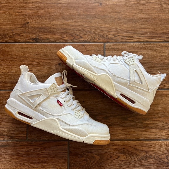 Jordan Other - Mens levis air jordan 4 canvas white gum bottom sole shoes sneakers no box 2018